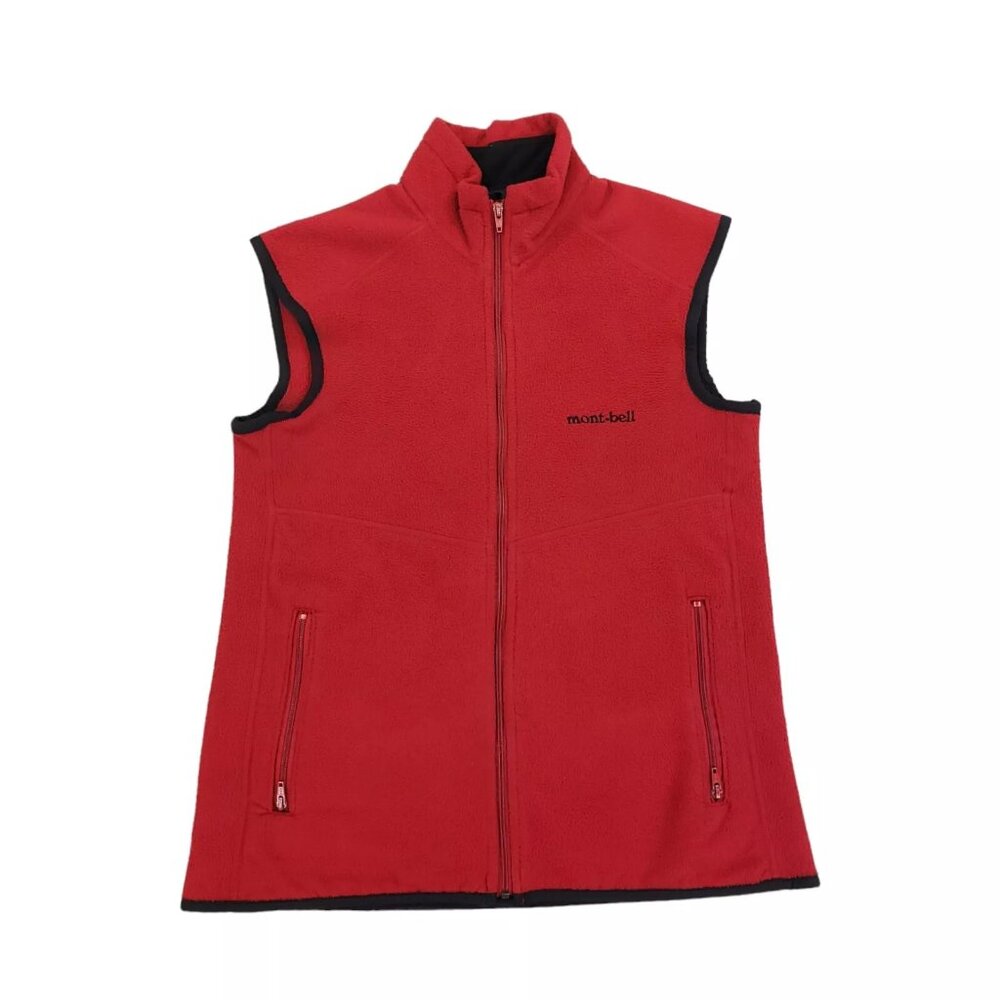 Mont-Bell Fleece Vest Jacket Womens Size Small Red Montbell USA Made Vintage